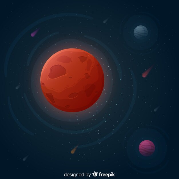 Fondo colorido de marte con diseño plano