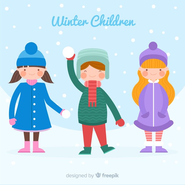 Fondo colorido niños invierno