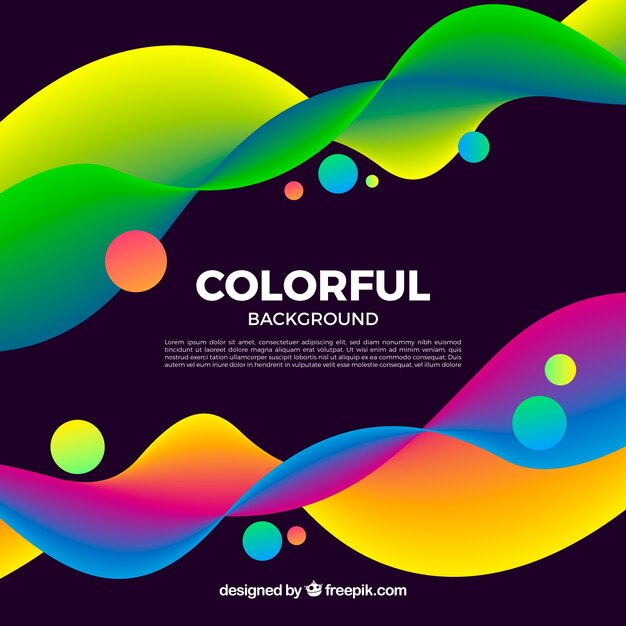 Fondo colorido con ondas y circulos