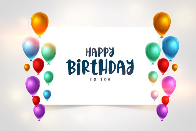 Fondo colorido realista feliz cumpleaños globos