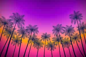Vector gratuito fondo colorido siluetas de palmeras
