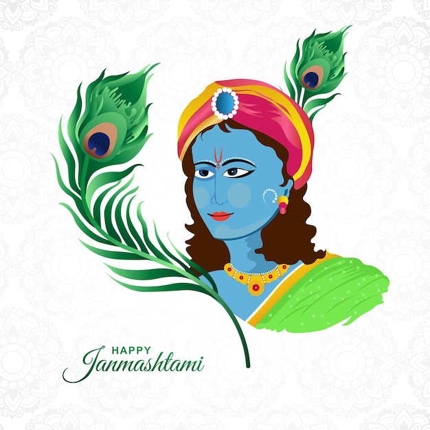 Fondo colorido de la tarjeta religiosa krishna janmashtami