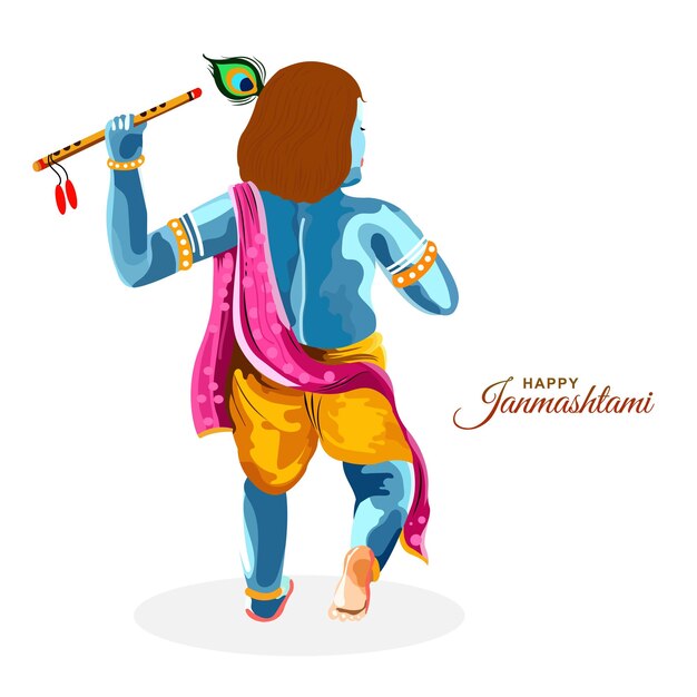 Fondo colorido de la tarjeta religiosa krishna janmashtami