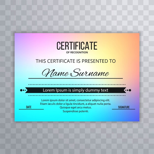 Fondo de colroful de diseño de certificado abstracto