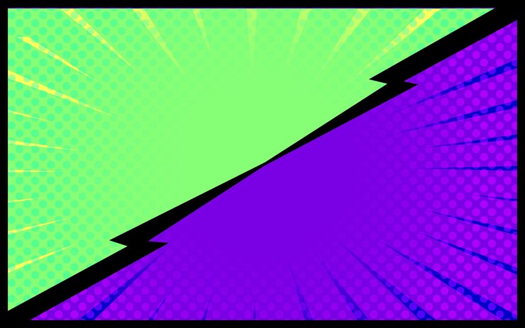 Fondo cómico verde y púrpura Ilustración vectorial retro