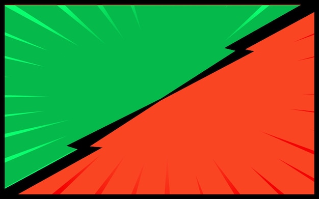 Fondo cómico verde y rojo Ilustración vectorial retro