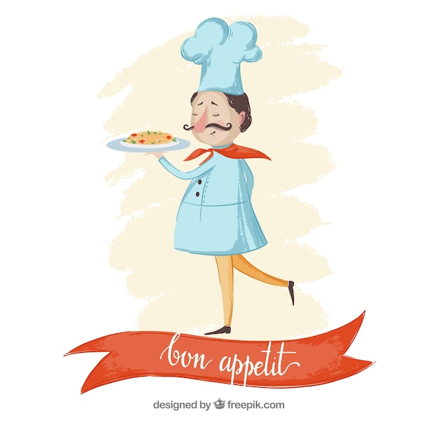 Fondo de comida con cocinero