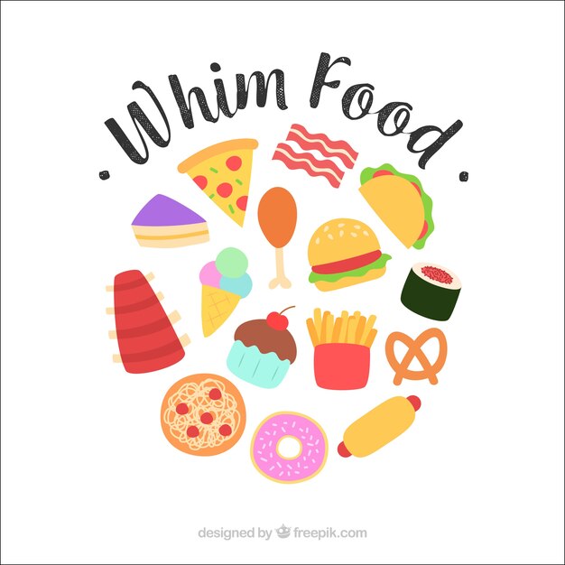 Fondo de comida deliciosa con diseño plano