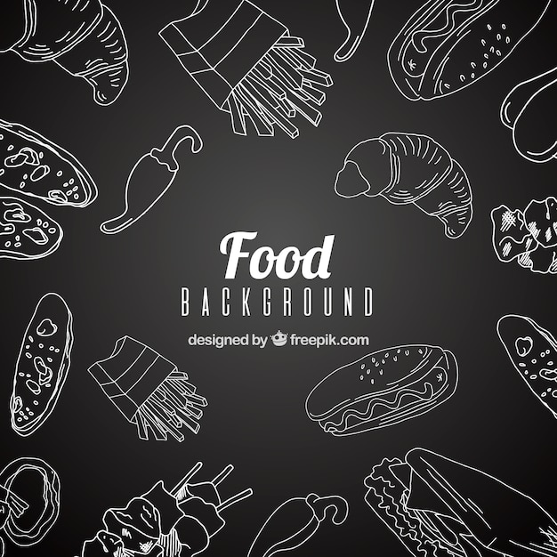 Fondo de comida deliciosa con estilo de dibujo a mano