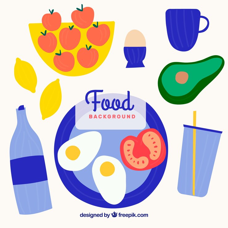 Vector gratuito fondo de comida con desayuno