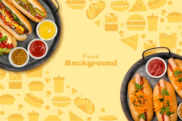 Fondo de comida dibujada a mano
