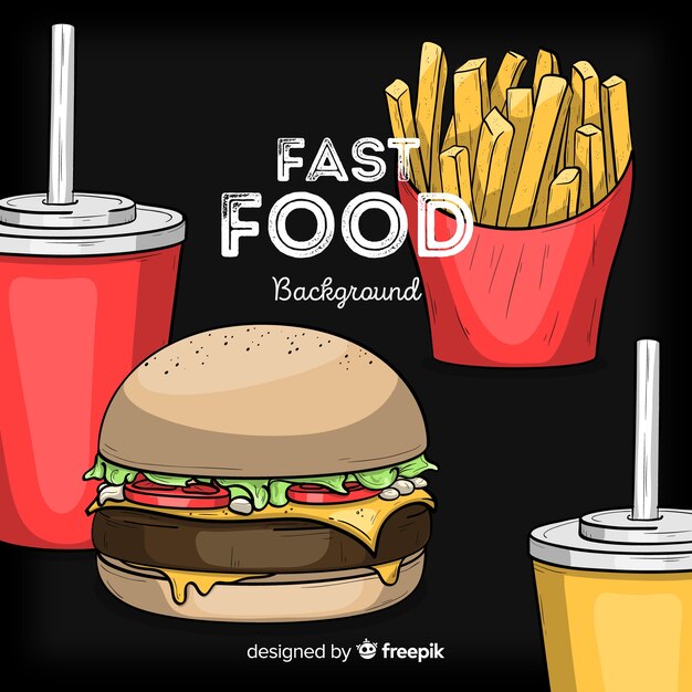 Fondo de comida dibujado a mano