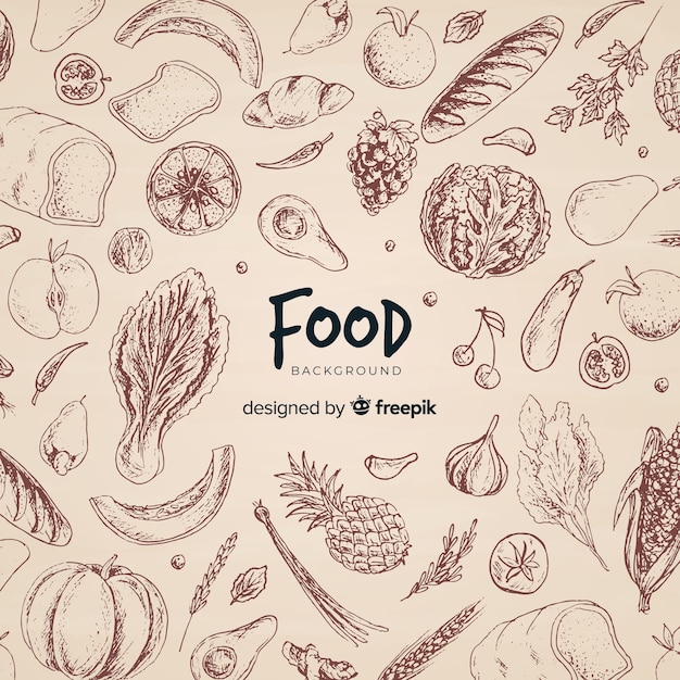 Fondo de comida dibujado a mano