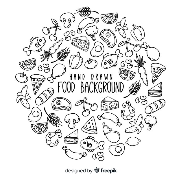 Fondo de comida dibujado a mano