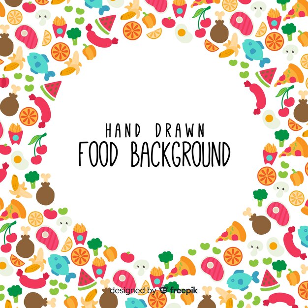Fondo de comida dibujado a mano