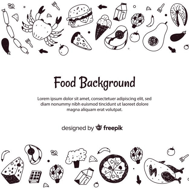 Fondo de comida dibujado a mano