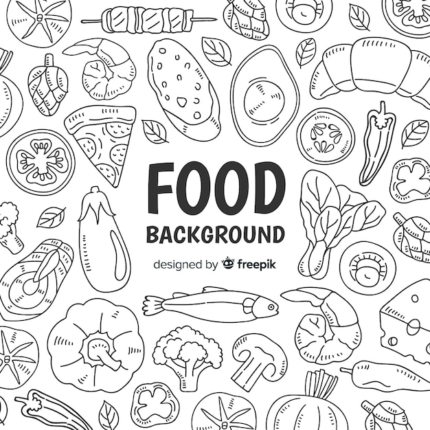 Fondo comida dibujado a mano