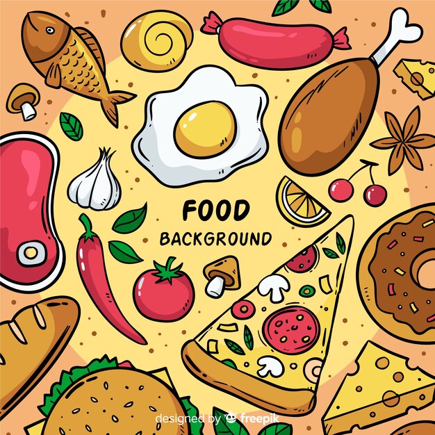 Fondo de comida dibujado a mano