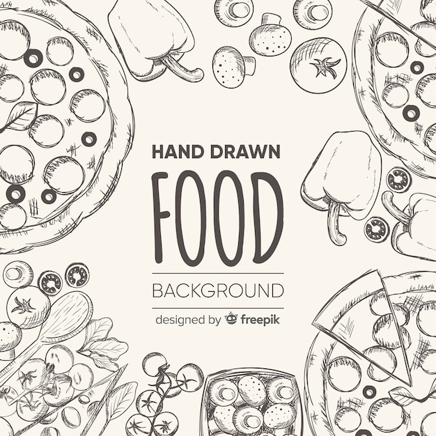 Fondo de comida dibujado a mano