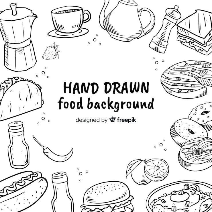 Vector gratuito fondo de comida dibujado a mano