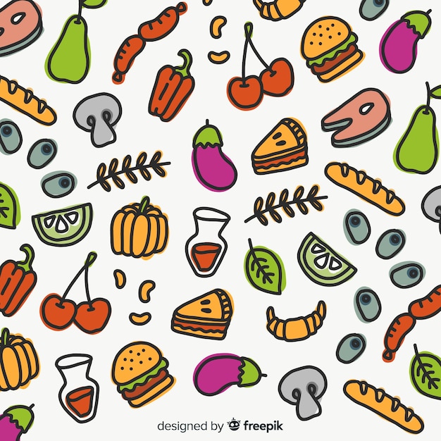 Fondo de comida dibujado a mano