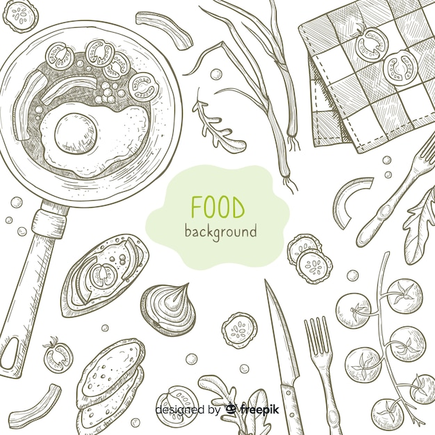 Fondo de comida dibujado a mano