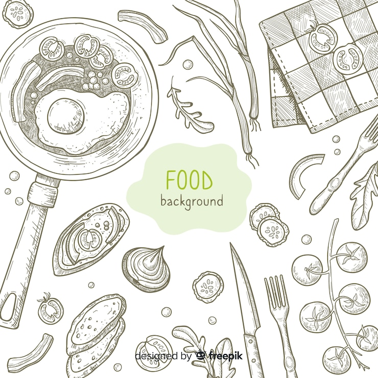 Vector gratuito fondo de comida dibujado a mano