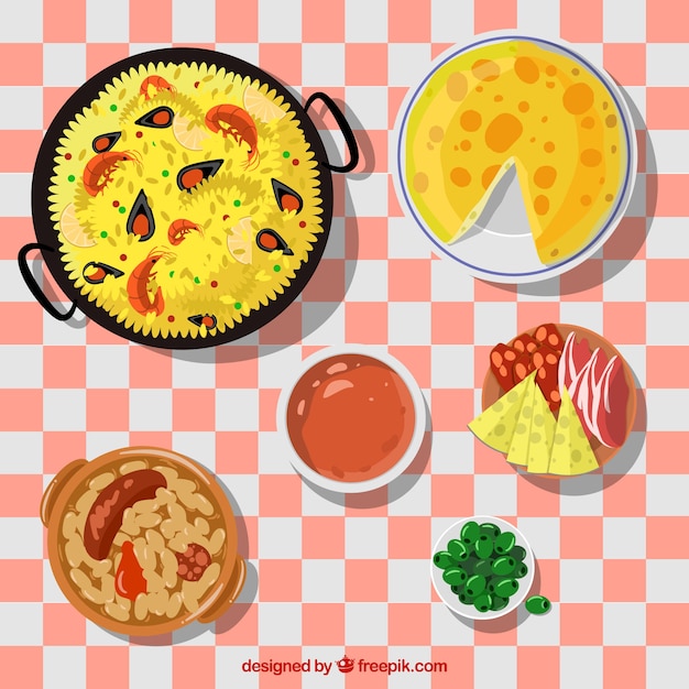 Vector gratuito fondo con comida diferente