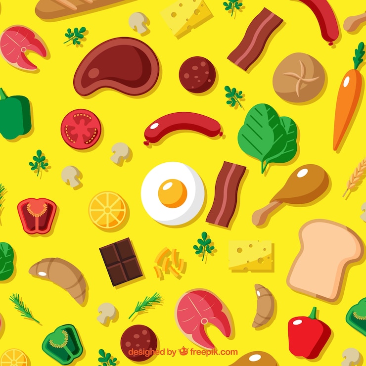 Vector gratuito fondo con comida diferente