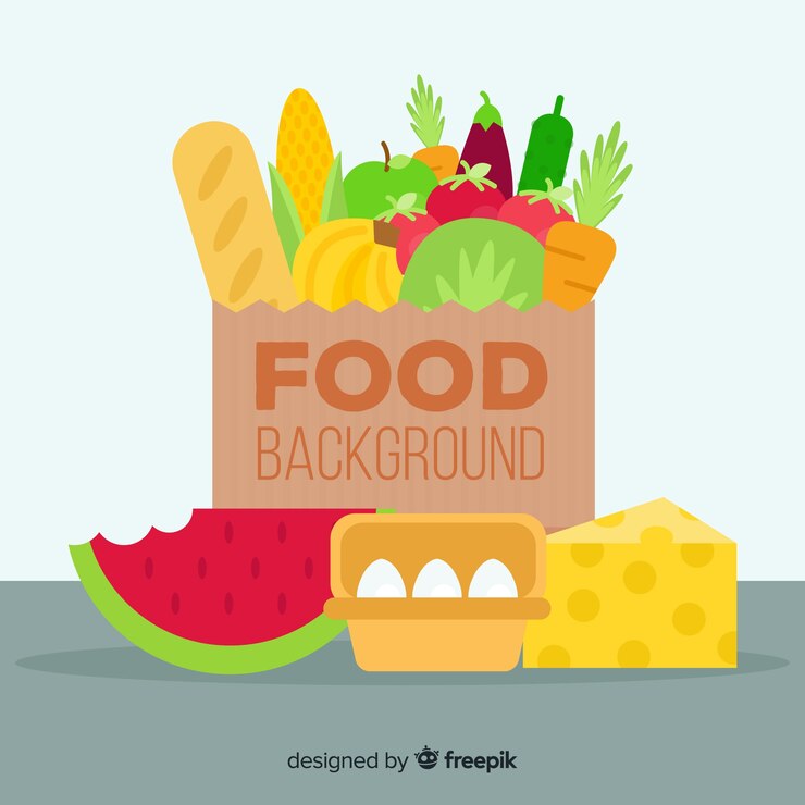 Vector gratuito fondo de comida en diseño plano