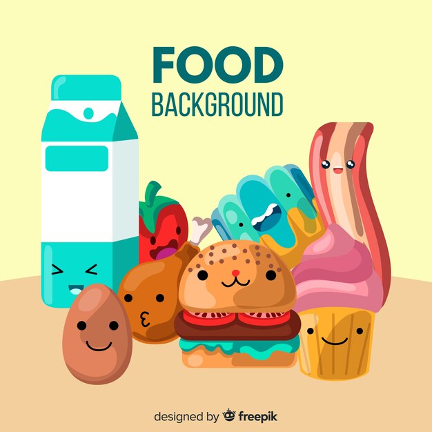 Fondo de comida en diseño plano