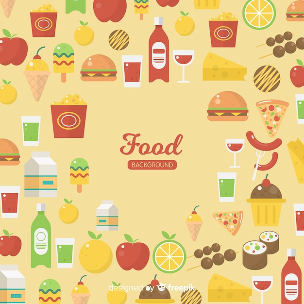 Vector gratuito fondo de comida en diseño plano