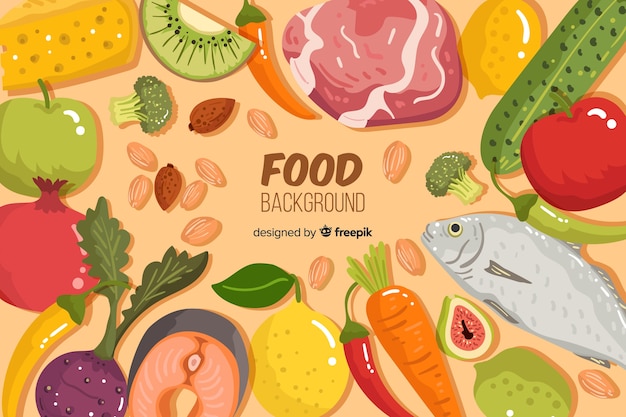 Fondo de comida en diseño plano