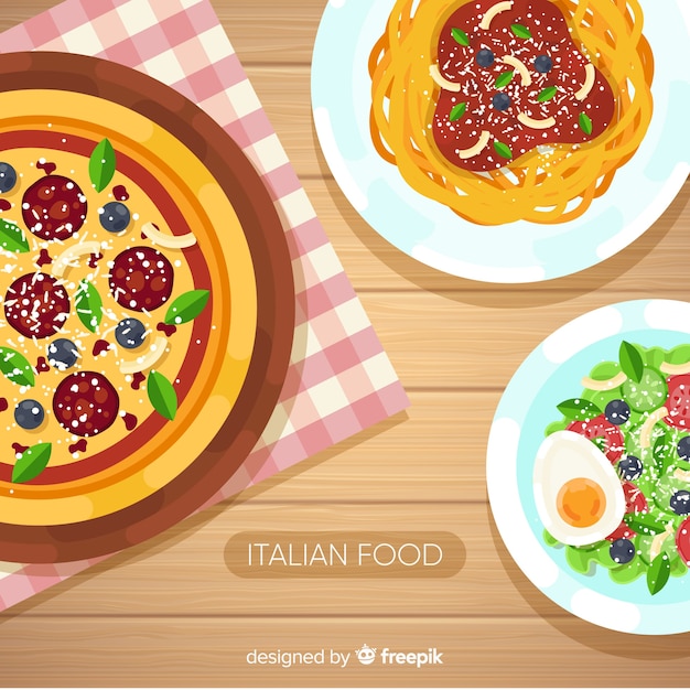 Vector gratuito fondo de comida en diseño plano