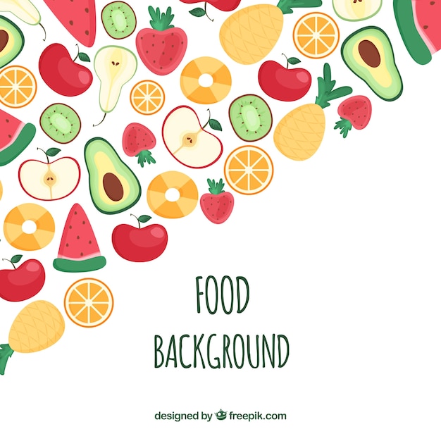 Vector gratuito fondo de comida con frutas deliciosas