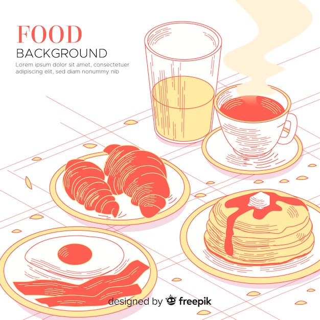 Vector gratuito fondo de comida con golosinas de desayuno