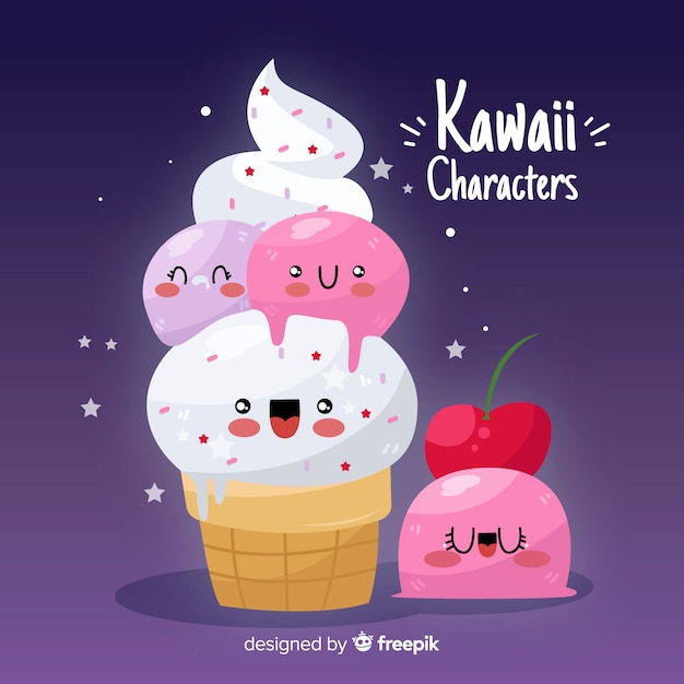 Vector gratuito fondo comida kawaii dibujada a mano