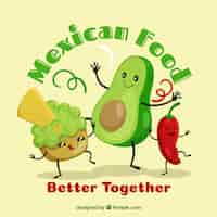Vector gratuito fondo de comida mexicana con guacamole