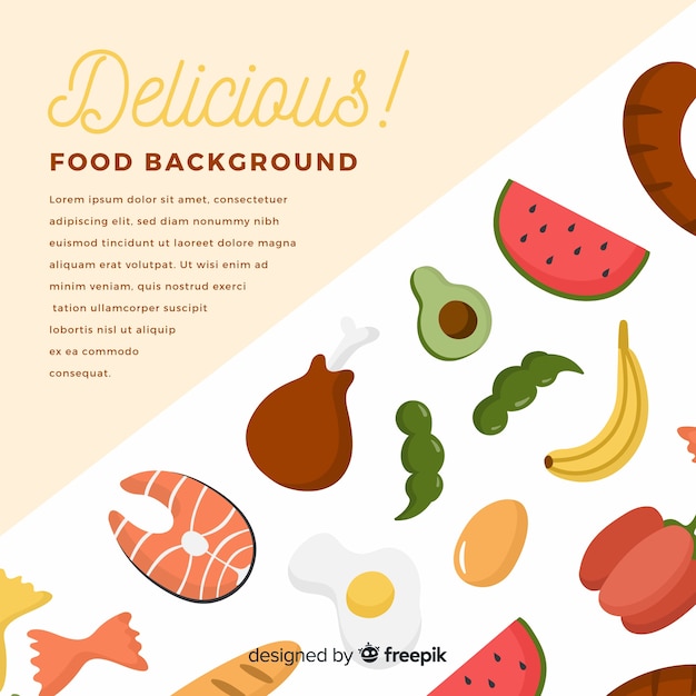 Vector gratuito fondo de comida en pizarra en diseño plano