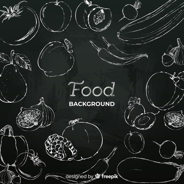 Fondo de comida en pizarra