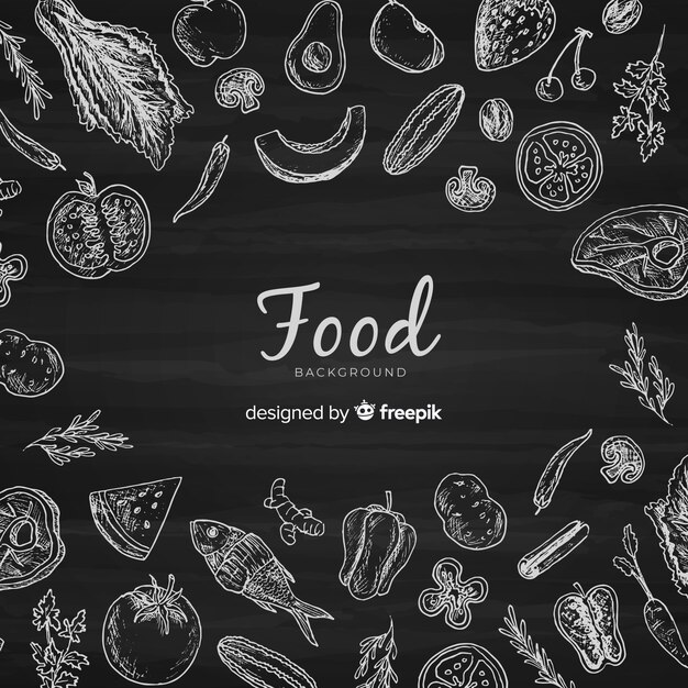 Fondo de comida en pizarra