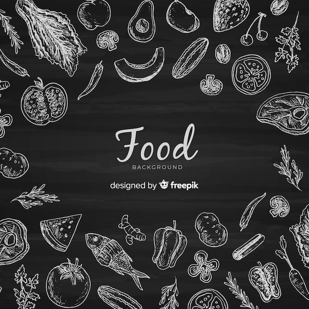 El fondo de la comida de la pizarra