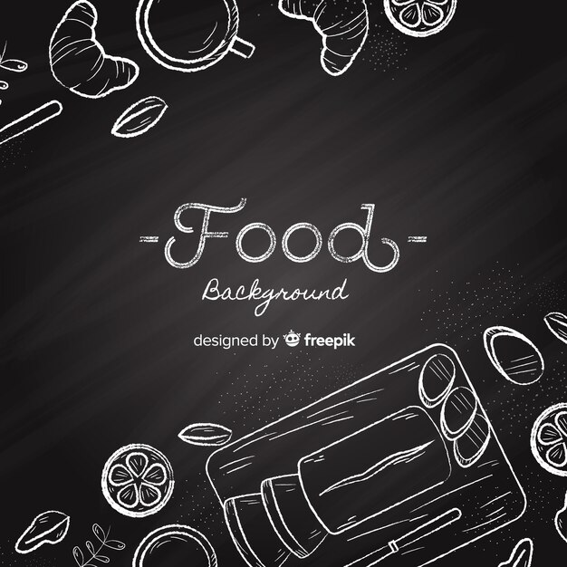 Fondo de comida en pizarra