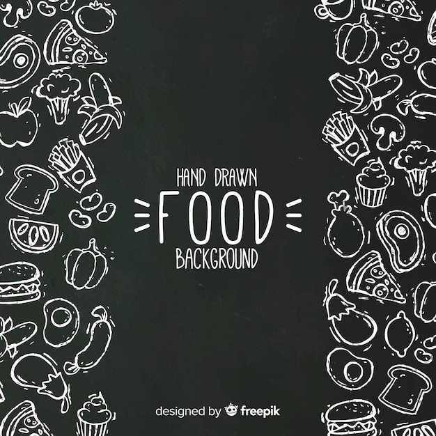 Fondo de comida en pizarra