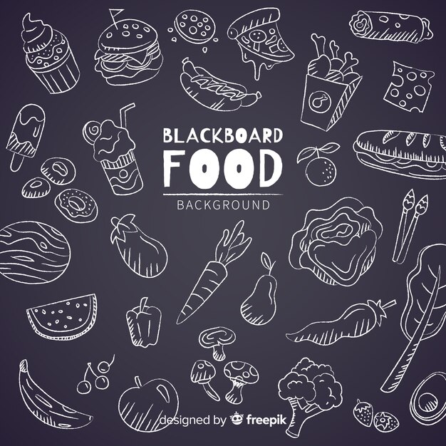 Fondo de comida en pizarra