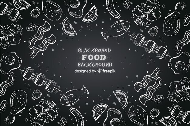 Fondo de comida en pizarra