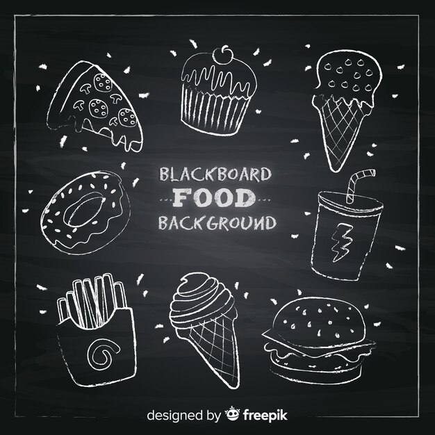 Fondo de comida en pizarra