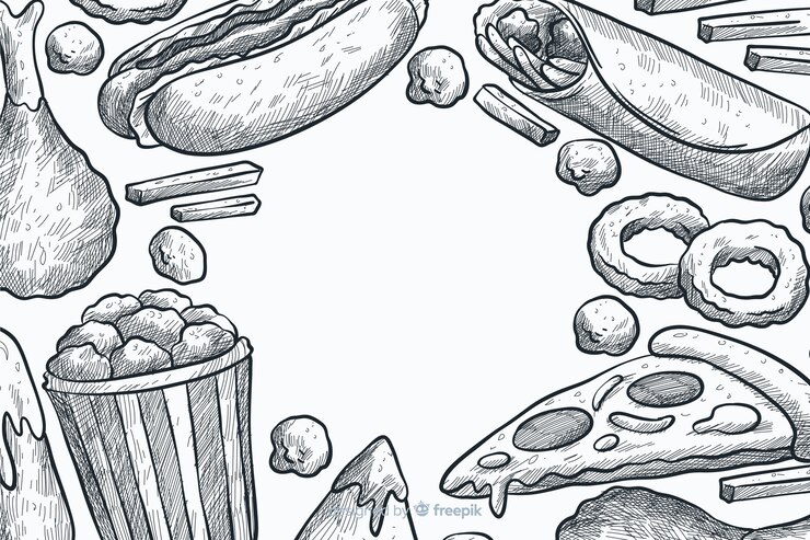 Vector gratuito fondo de comida rápida dibujado a mano