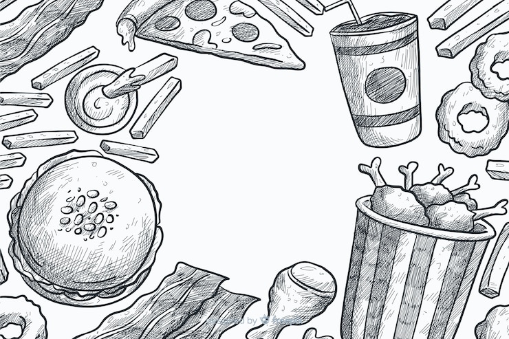 Vector gratuito fondo de comida rápida dibujado a mano