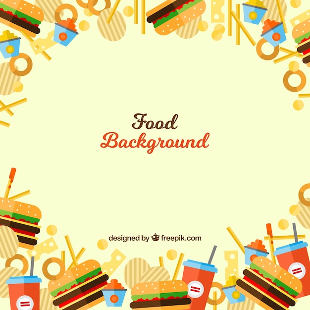 Fondo de comida rápida con diseño plano